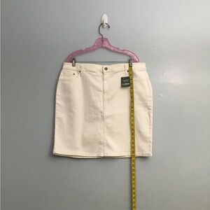 L.L. Bean Cream Mini Pencil Skirt for Casual Work